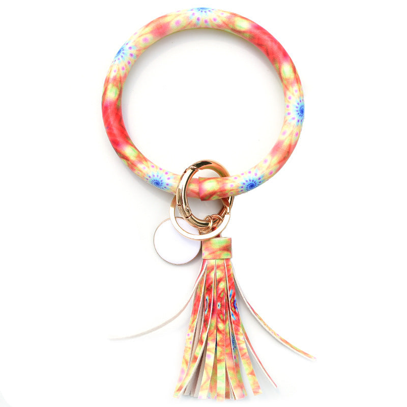 WholesalePU Leather Tassel Bracelet Keychain